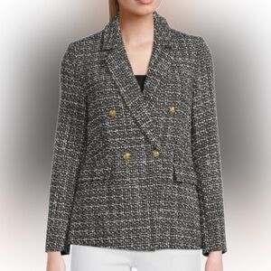 Tweed Blazer Jacket - Black/White